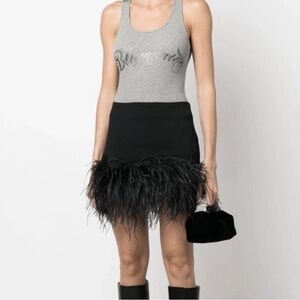 Polo Ralph Lauren black Ostrich Feather Hem Mini Skirt Western Preppy size 6